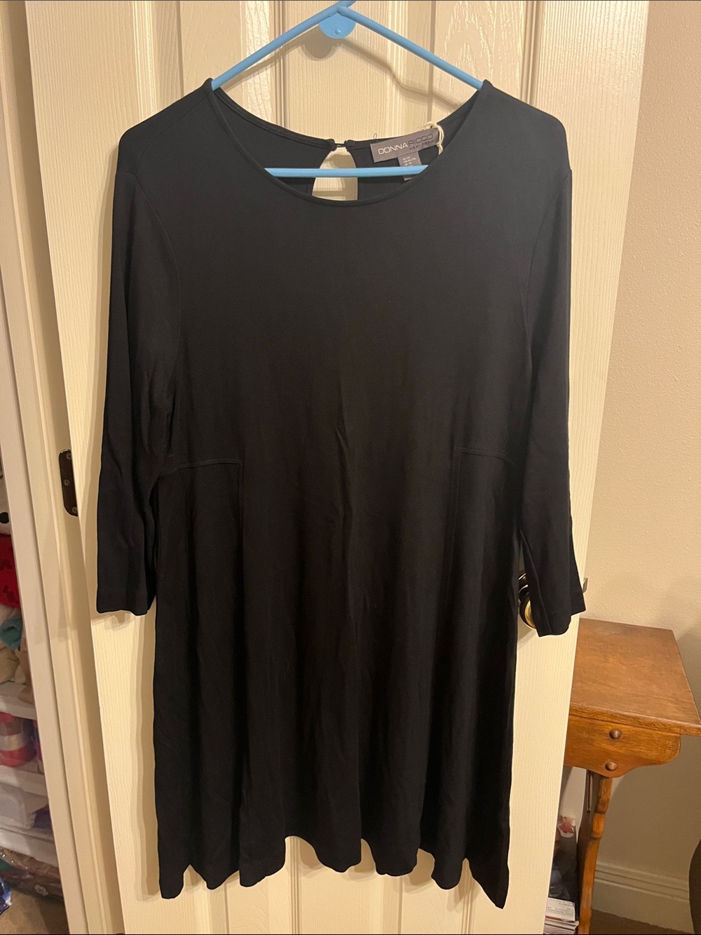 Donna Morgan Black 3/4 Sleeve A-Line Dress